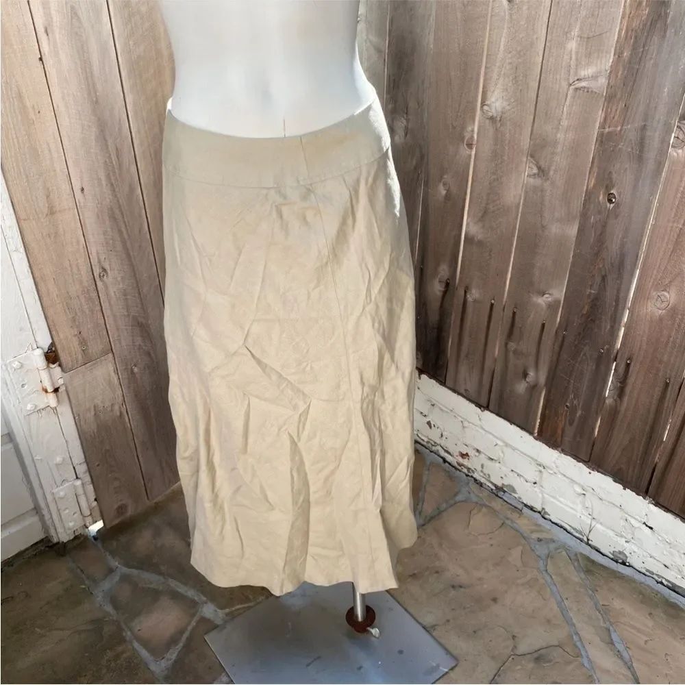 Vintage Tan Women's linen blend Y2K skirt Skirt size 8